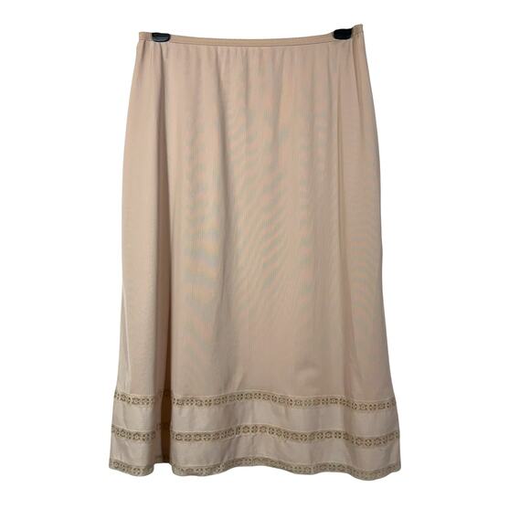 Vintage Cream Beige Half Slip 26" Wide Lace Strip Hemline Small Nylon Retro - Picture 8 of 11
